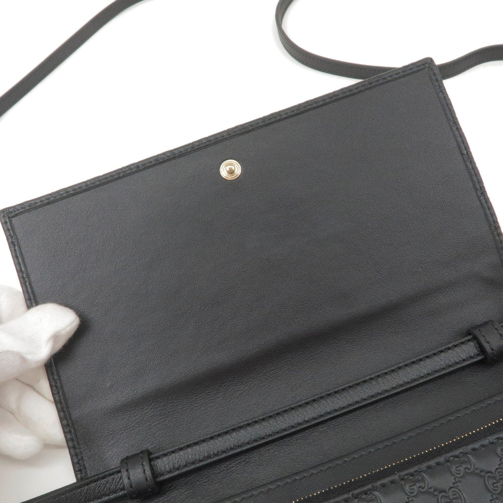 GUCCI Guccissima Leather Shouder Bag Wallet Black 466507