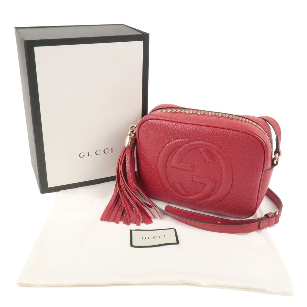 GUCCI SOHO Leather Small Disco Shoulder Bag Red 308364