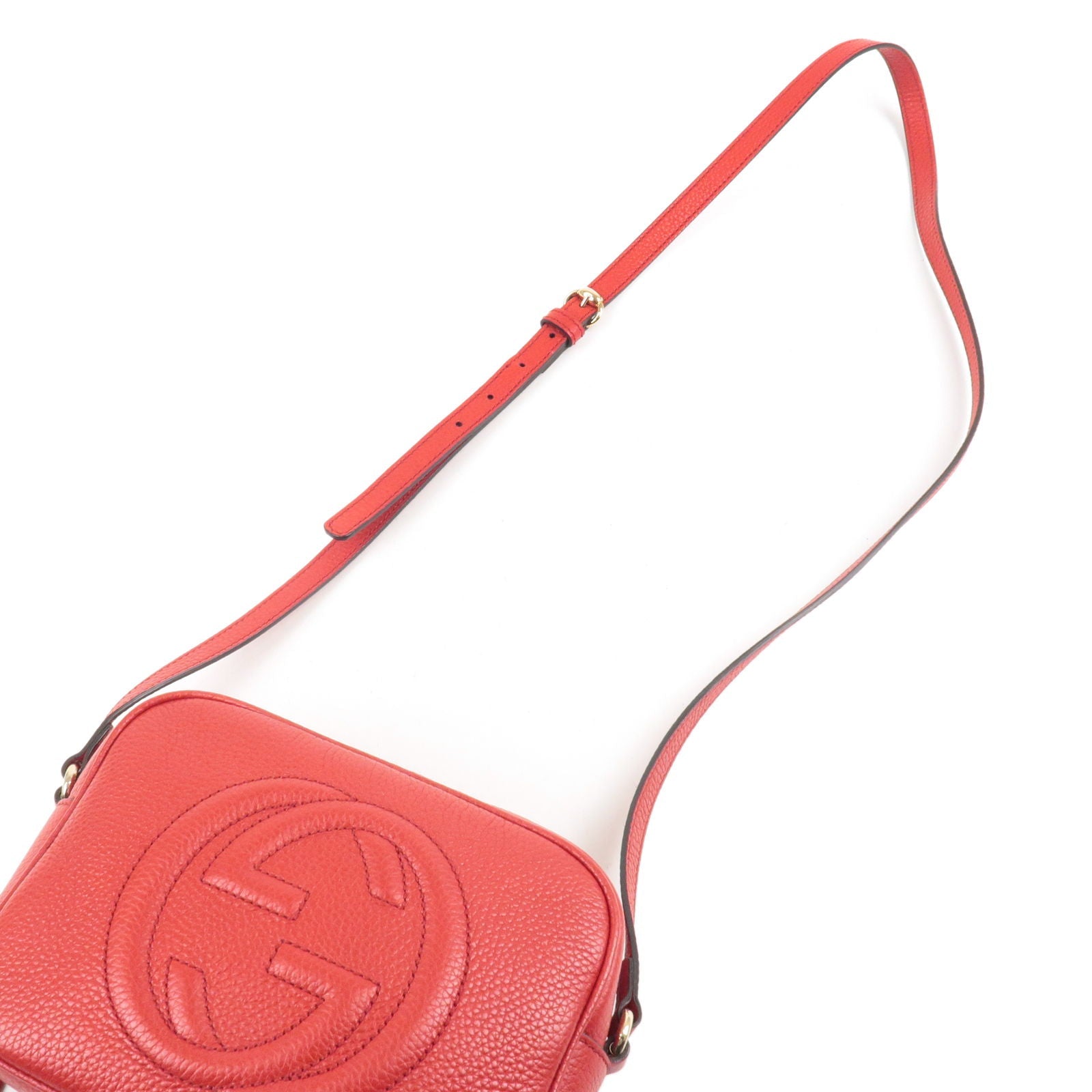 GUCCI SOHO Leather Small Disco Shoulder Bag Red 308364