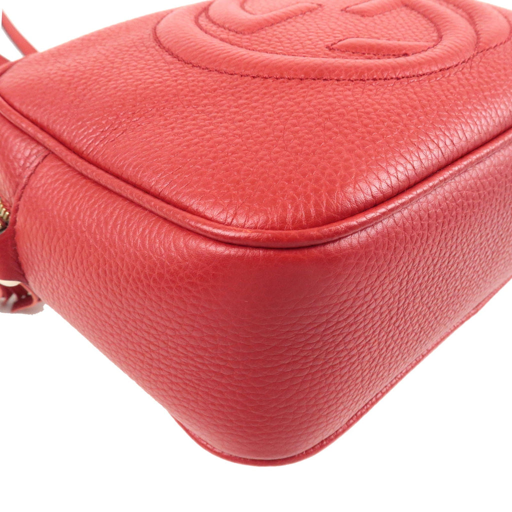 GUCCI SOHO Leather Small Disco Shoulder Bag Red 308364