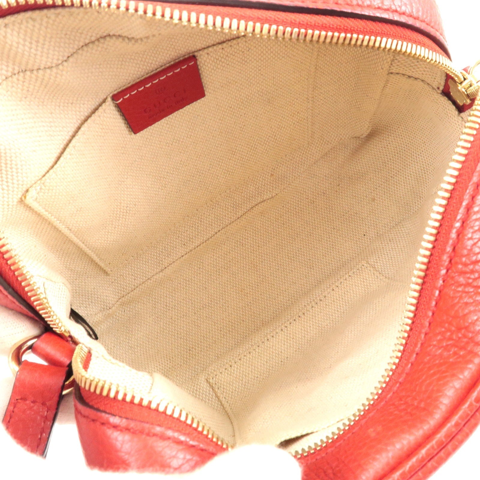 GUCCI SOHO Leather Small Disco Shoulder Bag Red 308364
