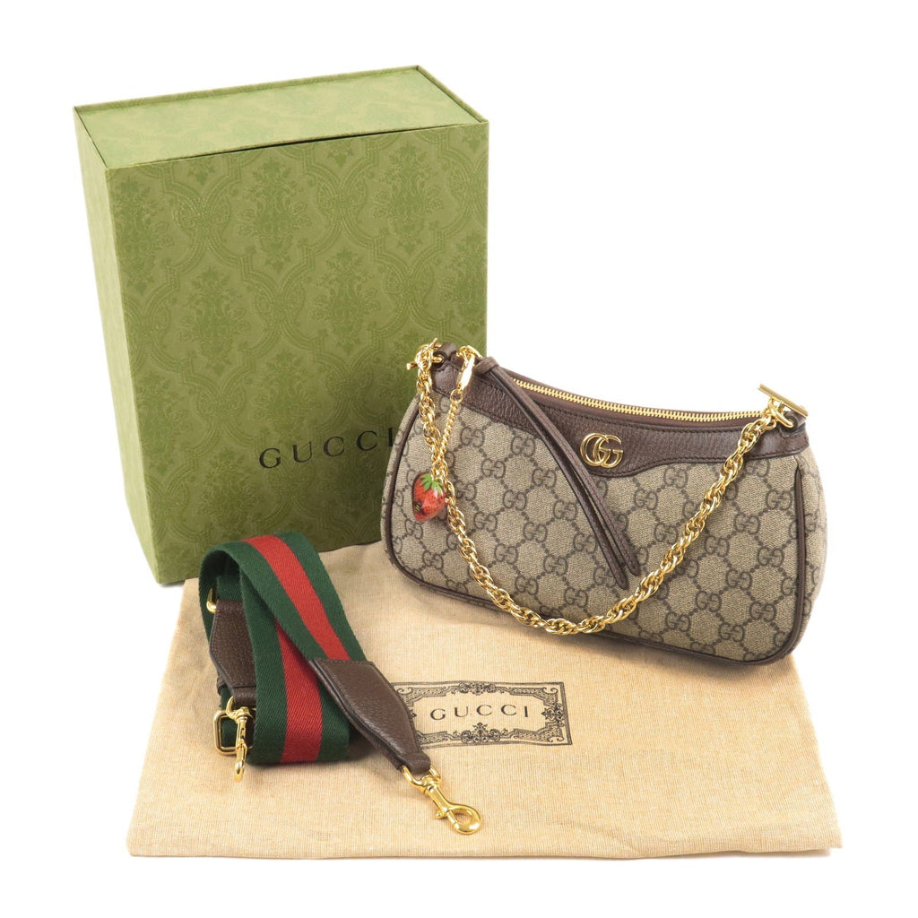 GUCCI Ophidia GG Supreme Small Leather 2Way Bag Beige Brown 735132