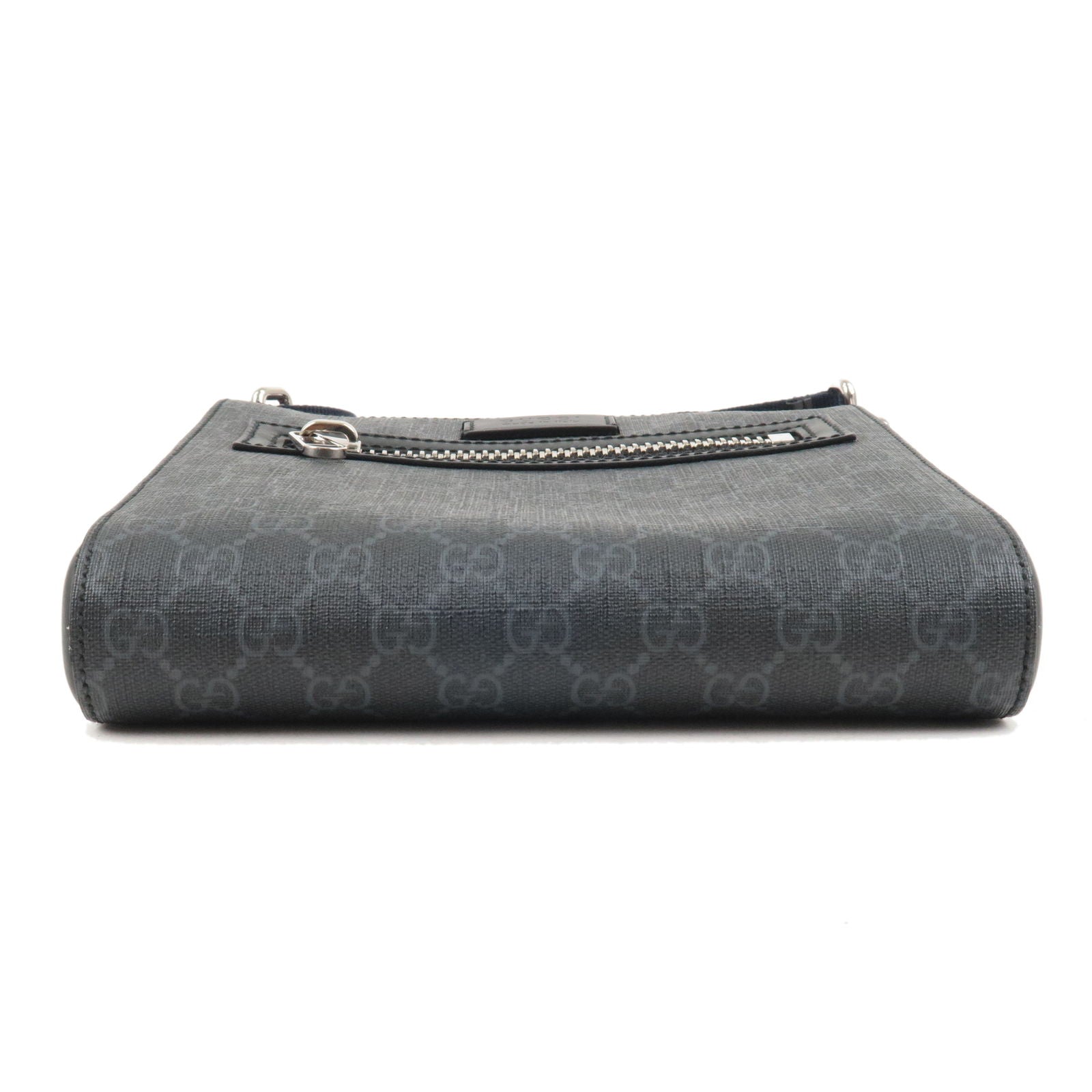 GUCCI GG Supreme Leather Small Messenger Bag Black Gray 523599