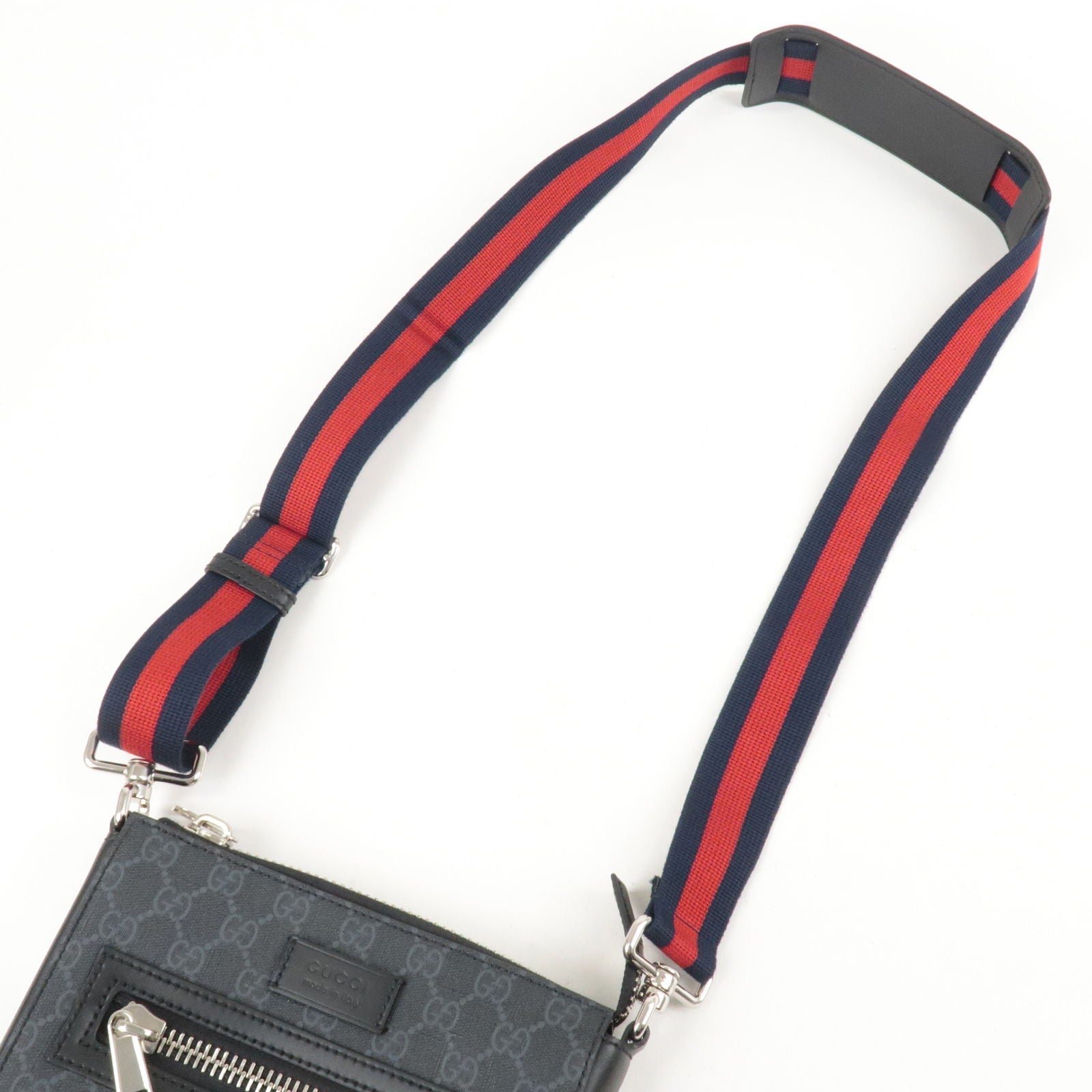 GUCCI GG Supreme Leather Small Messenger Bag Black Gray 523599