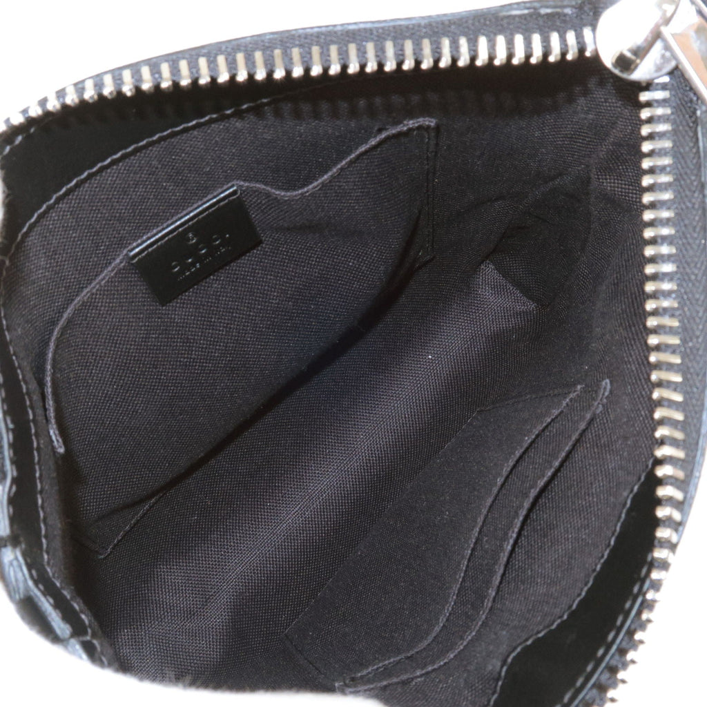 GUCCI GG Supreme Leather Small Messenger Bag Black Gray 523599