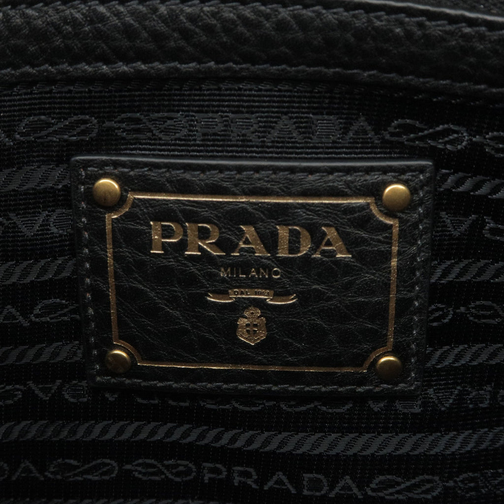Prada Logo Leather Tote Bag Black 1BG100