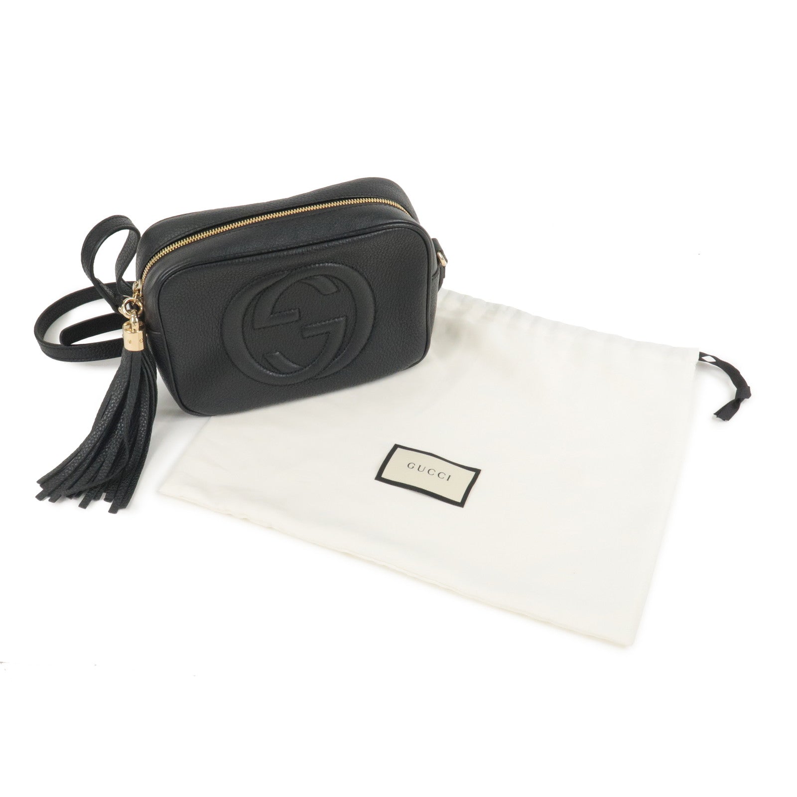 GUCCI SOHO Leather Small Disco Shoulder Bag Black 308364