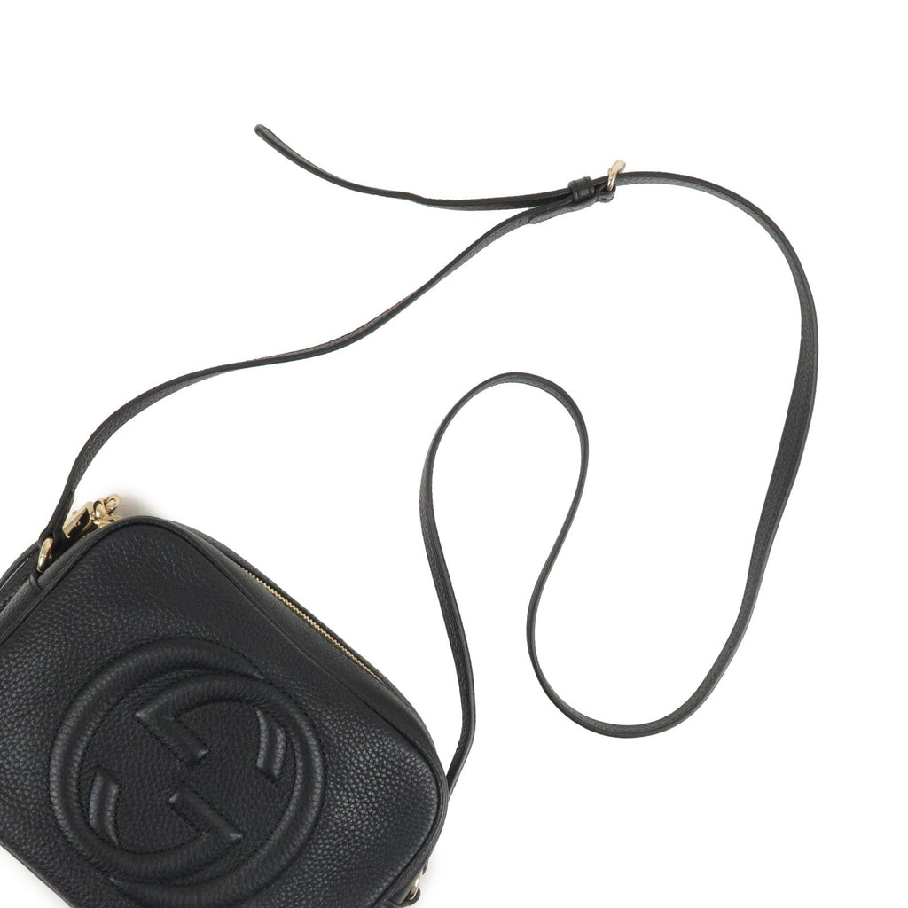 GUCCI SOHO Leather Small Disco Shoulder Bag Black 308364