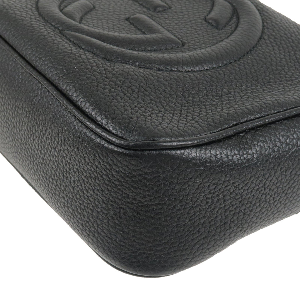 GUCCI SOHO Leather Small Disco Shoulder Bag Black 308364