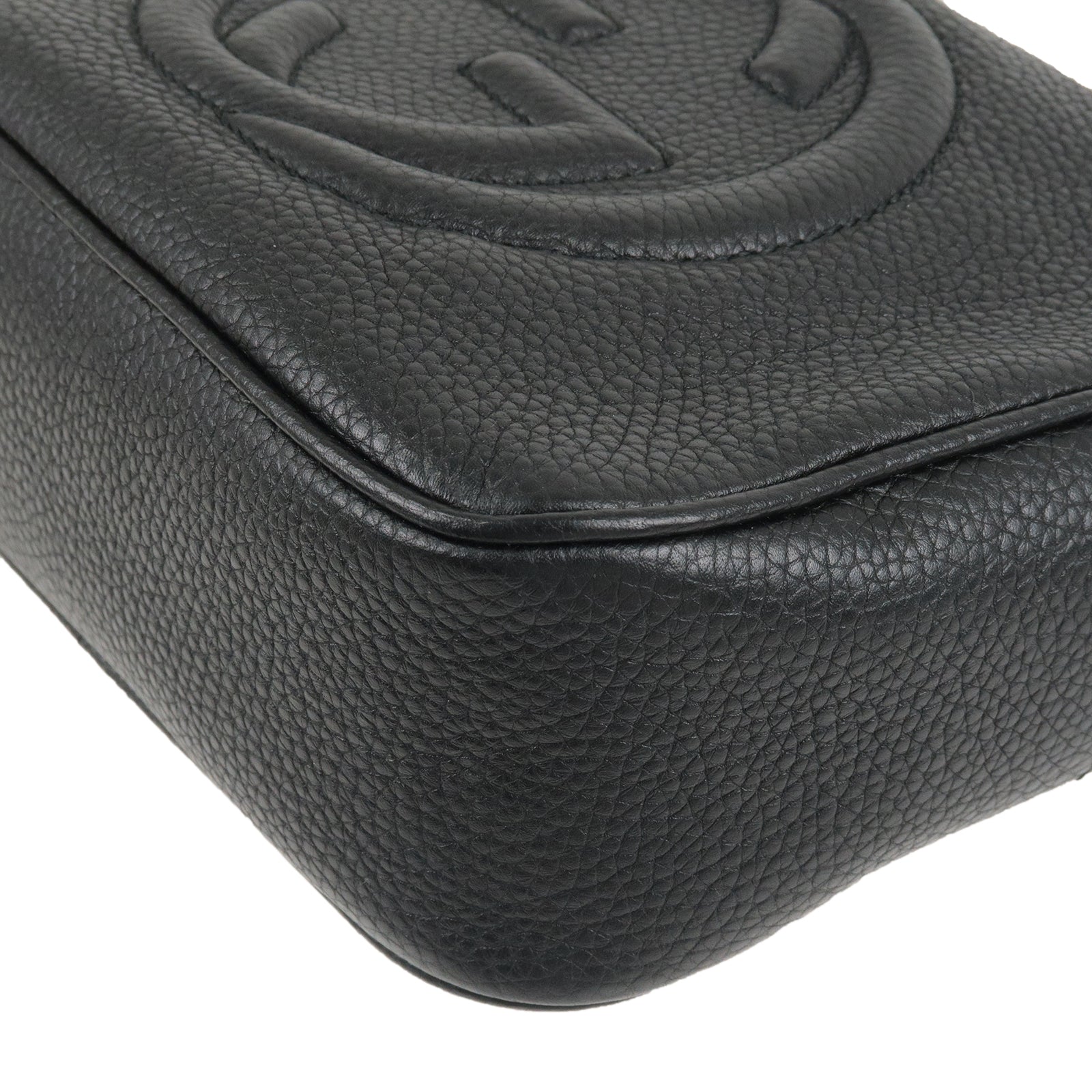 GUCCI SOHO Leather Small Disco Shoulder Bag Black 308364
