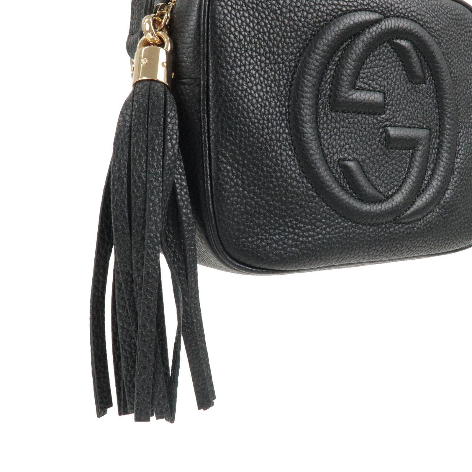 GUCCI SOHO Leather Small Disco Shoulder Bag Black 308364