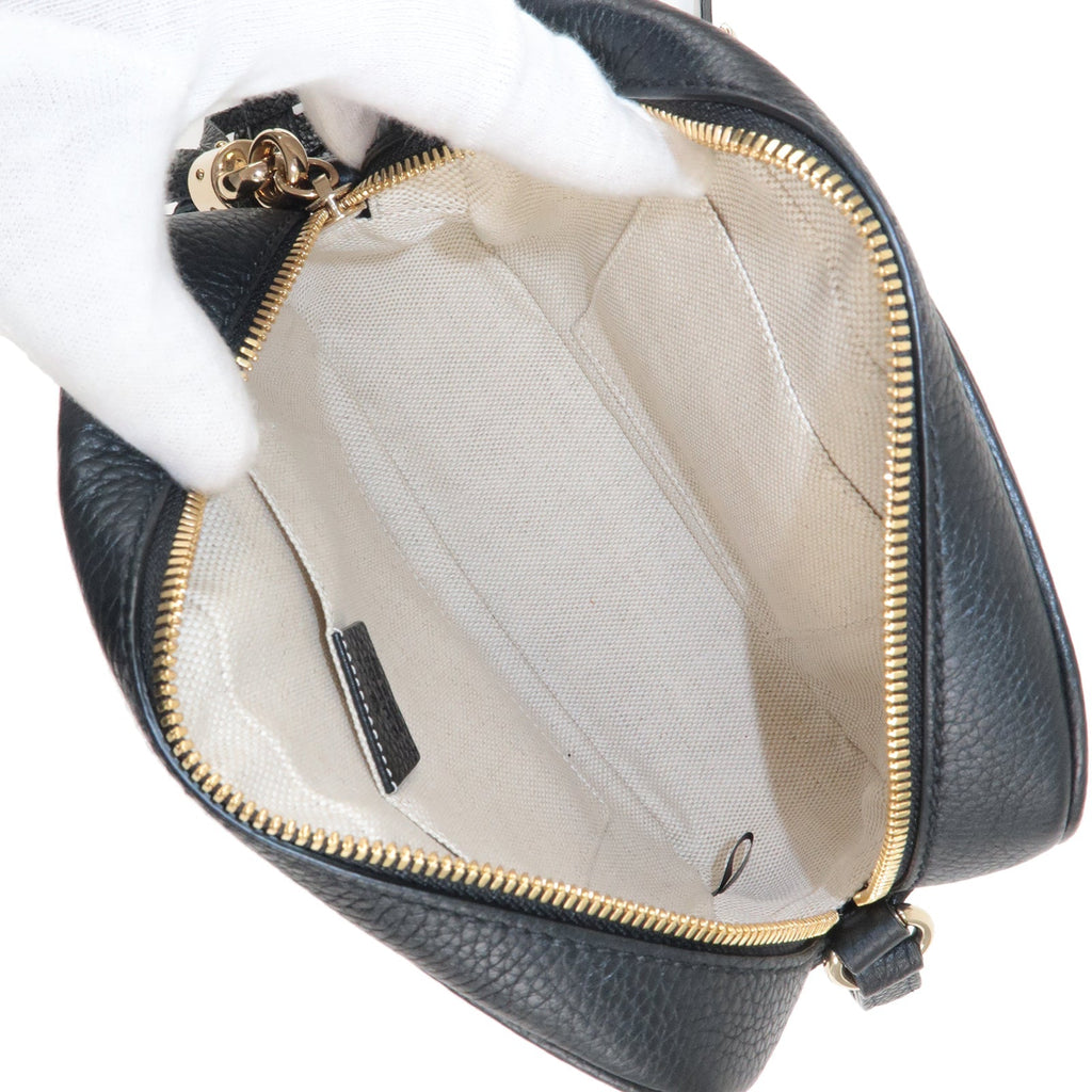GUCCI SOHO Leather Small Disco Shoulder Bag Black 308364