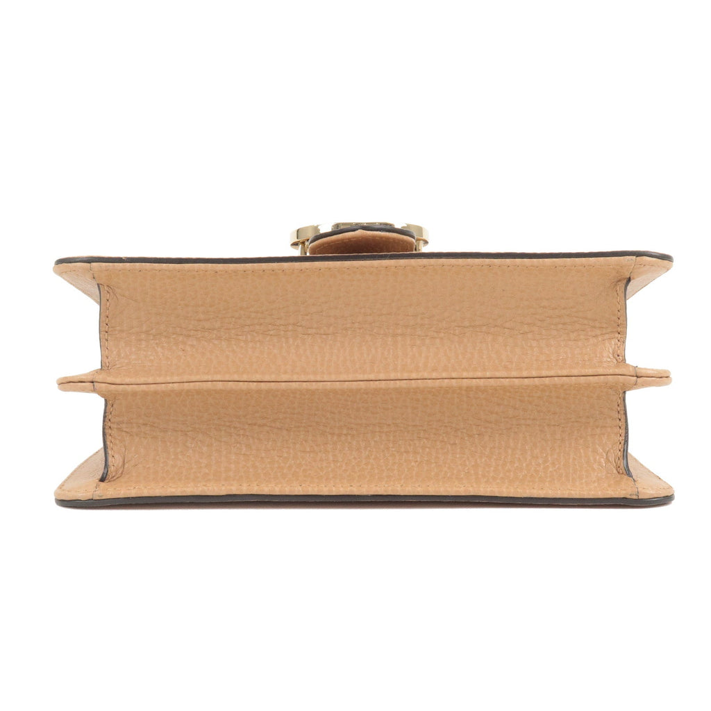 GUCCI Interlocking G Leather Chain Shoulder Bag Beige 510304