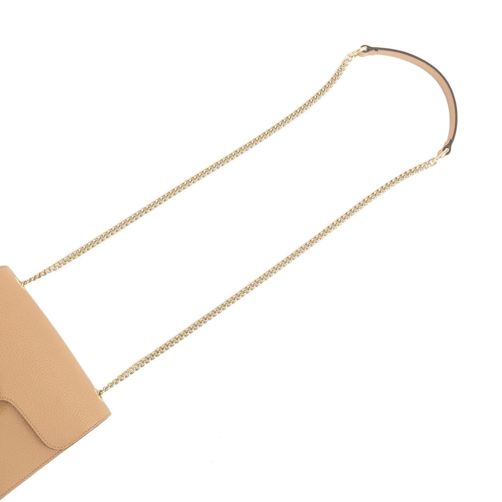 GUCCI Interlocking G Leather Chain Shoulder Bag Beige 510304