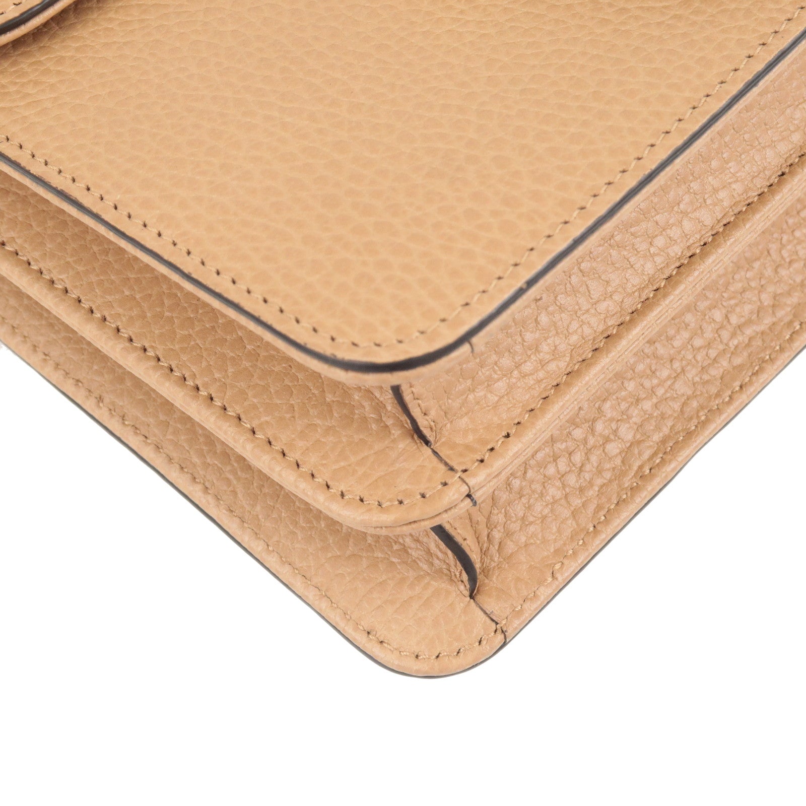 GUCCI Interlocking G Leather Chain Shoulder Bag Beige 510304