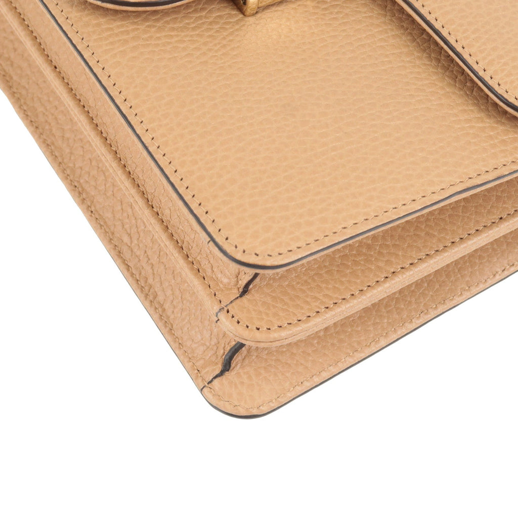 GUCCI Interlocking G Leather Chain Shoulder Bag Beige 510304
