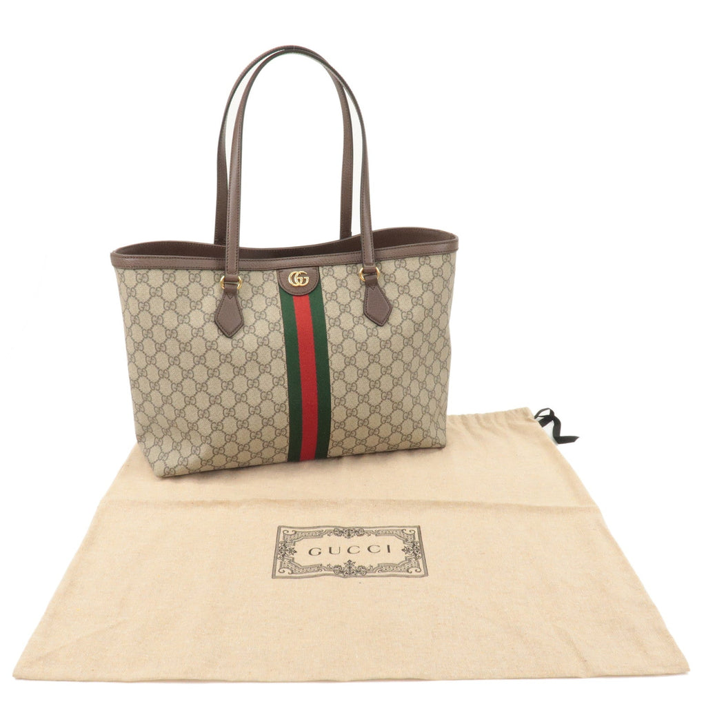 GUCCI Ophidia GG Supreme Leather Tote Bag Beige Brown 631685