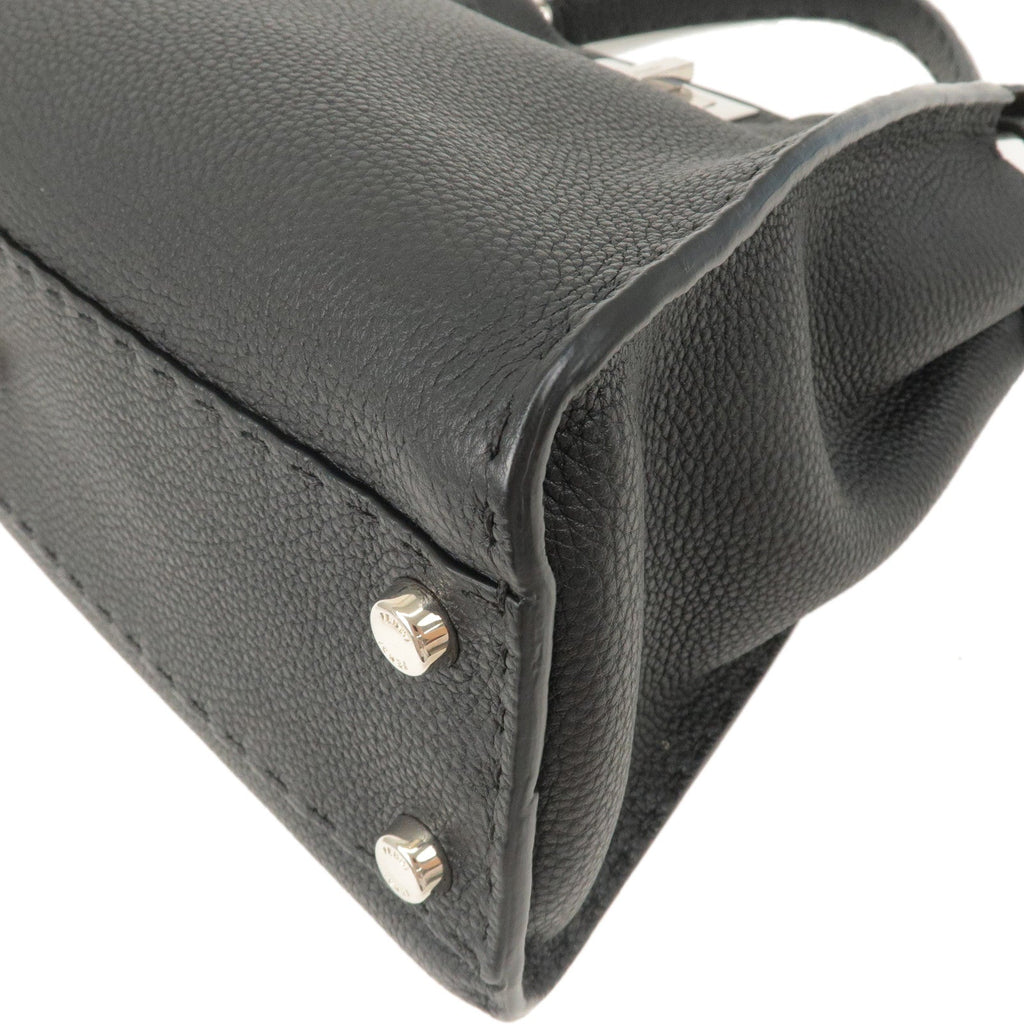 FENDI Selleria Leather Peekaboo Regular 2WAY Bag Black 8BN290