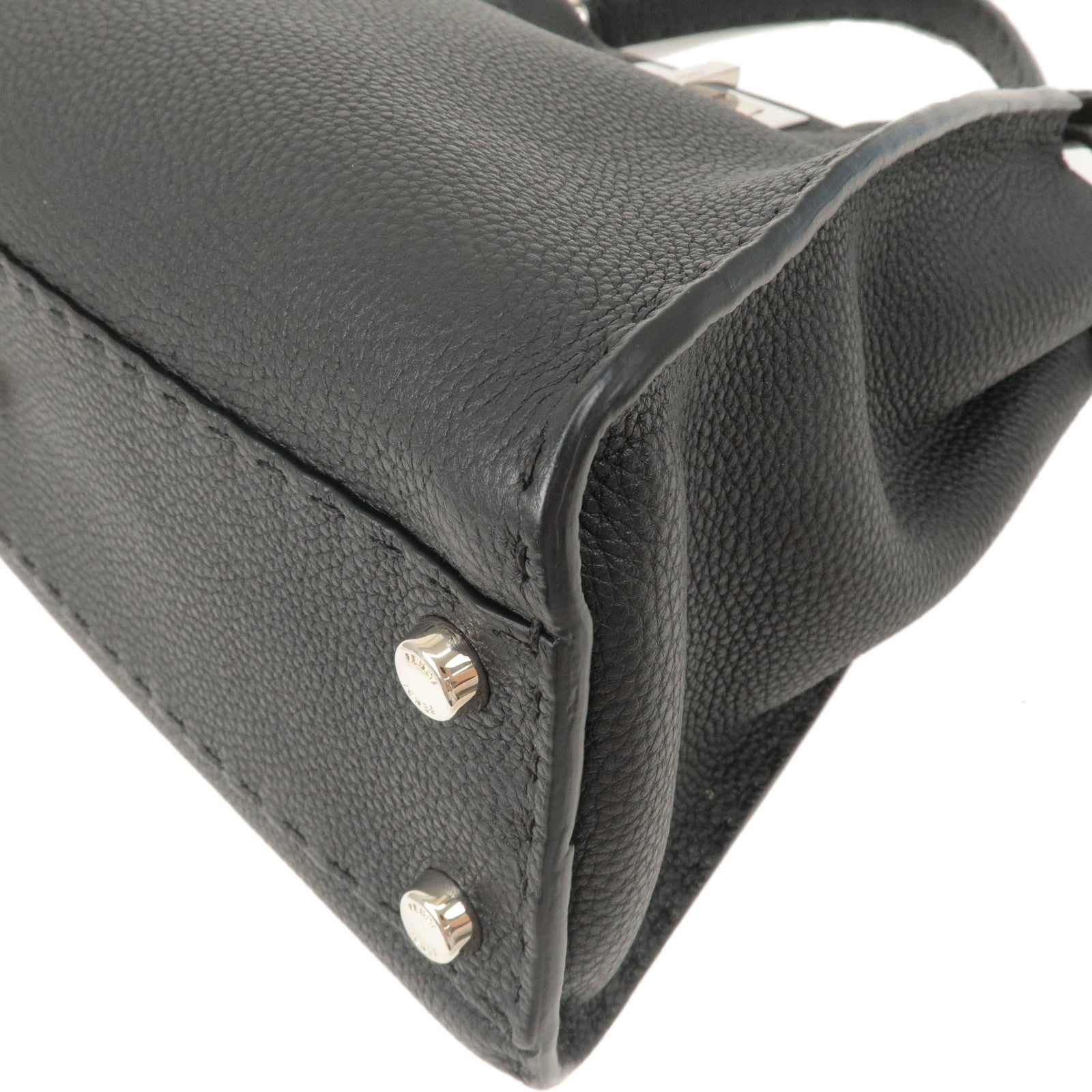 FENDI Selleria Leather Peekaboo Regular 2WAY Bag Black 8BN290