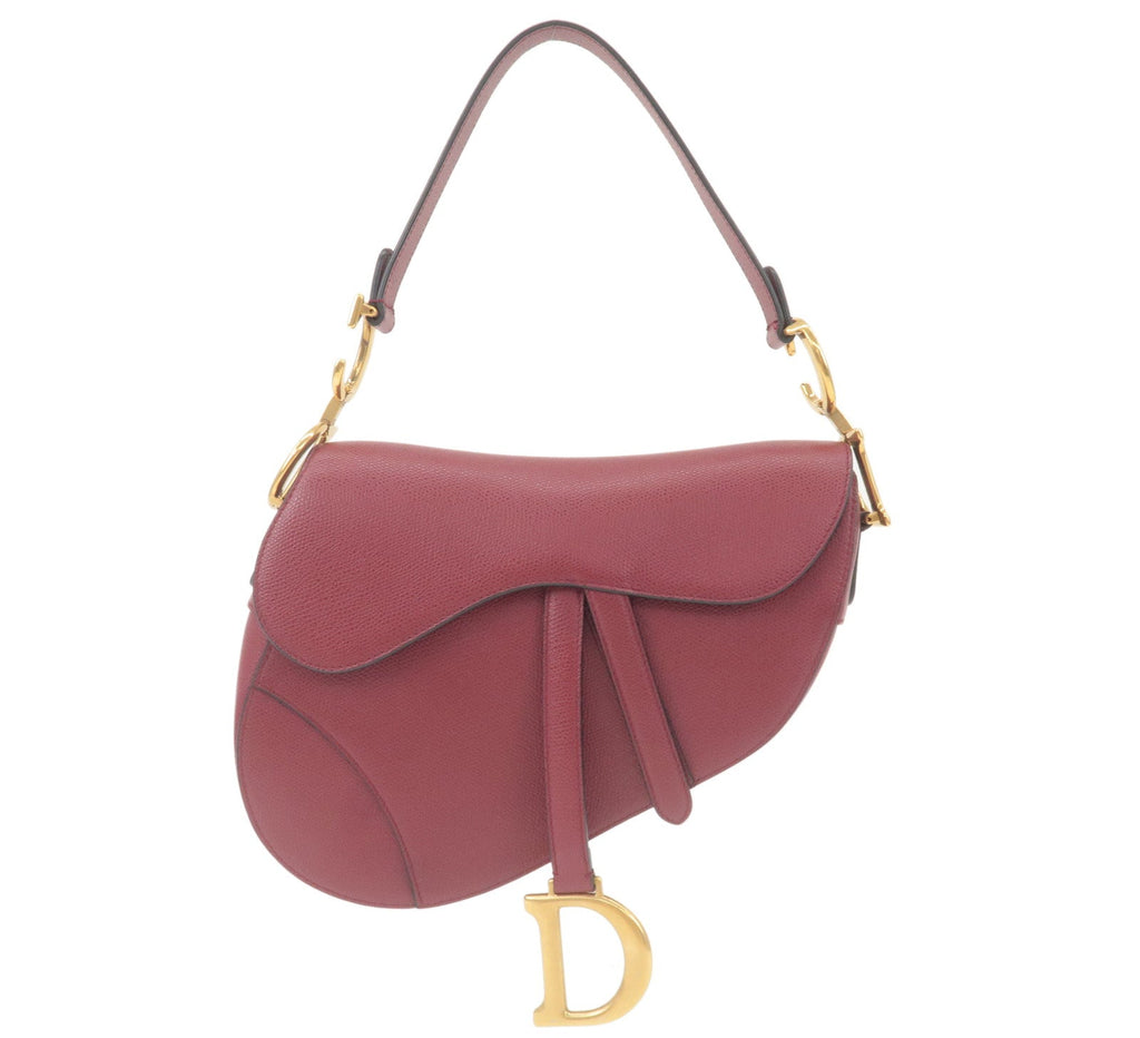 Christian Dior Saddle Bag Leather Shoulder Bag Bordeaux