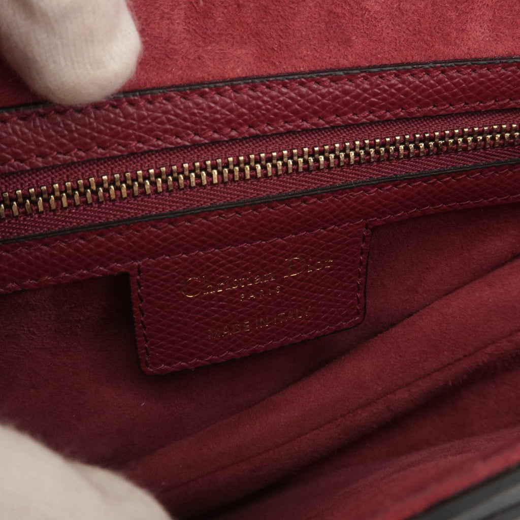 Christian Dior Saddle Bag Leather Shoulder Bag Bordeaux