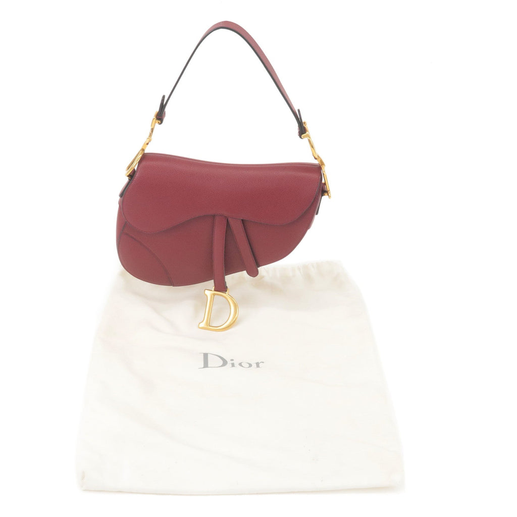 Christian Dior Saddle Bag Leather Shoulder Bag Bordeaux