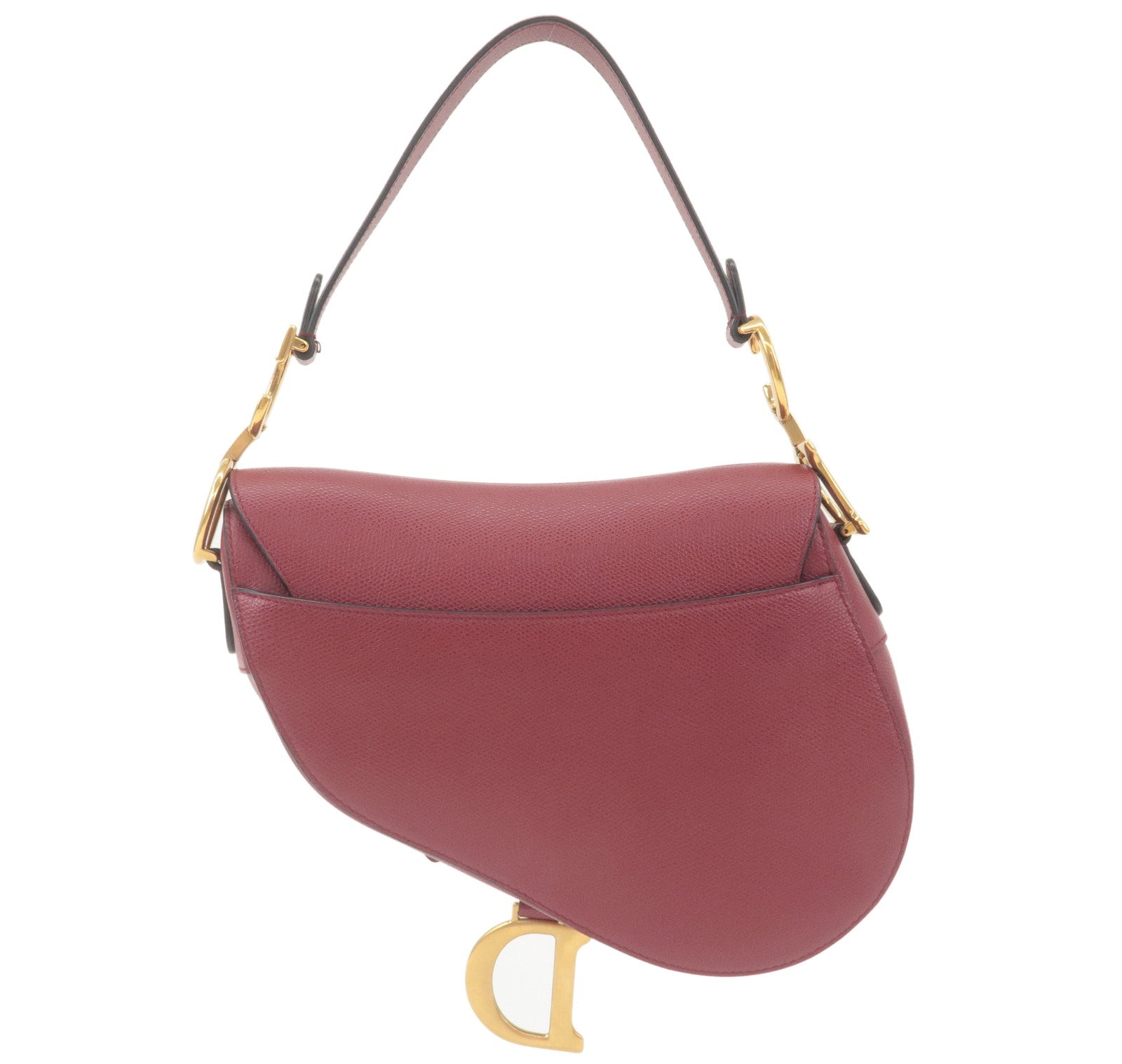 Christian Dior Saddle Bag Leather Shoulder Bag Bordeaux