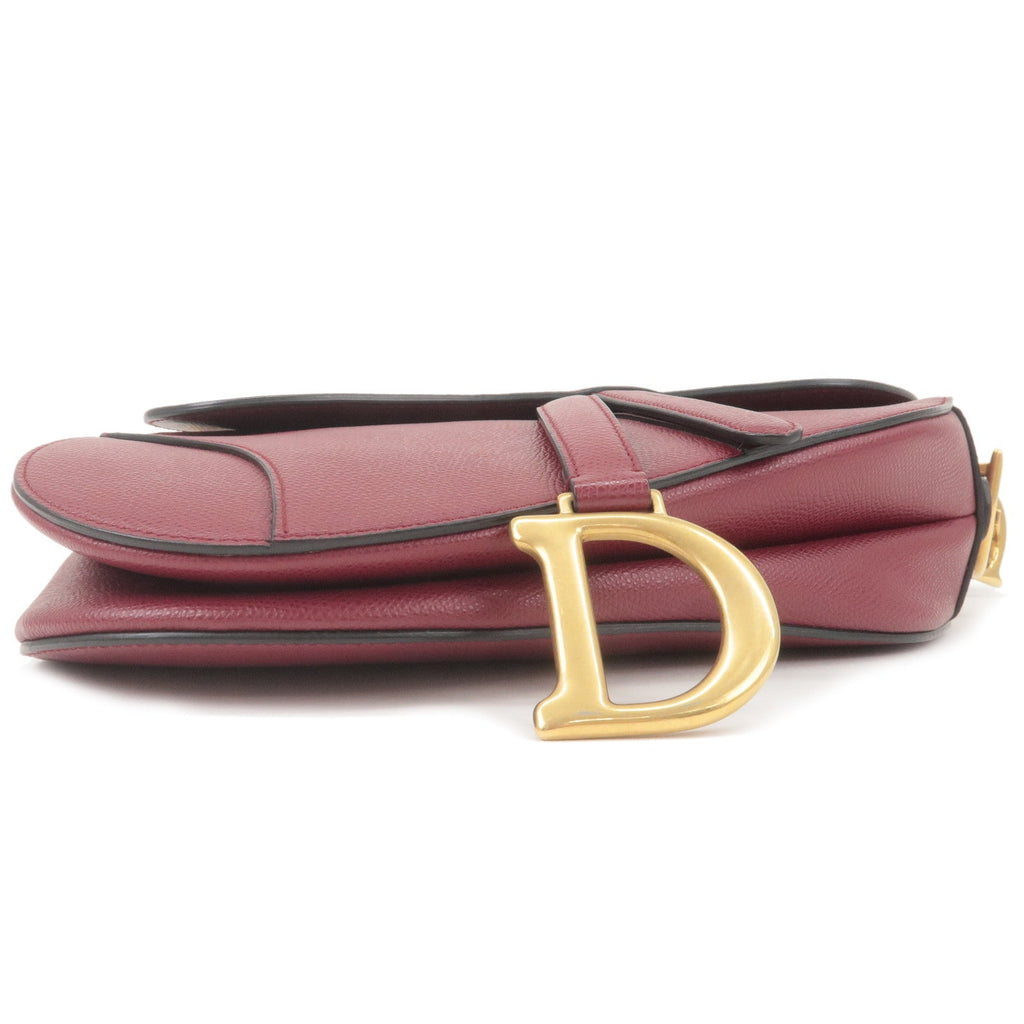 Christian Dior Saddle Bag Leather Shoulder Bag Bordeaux