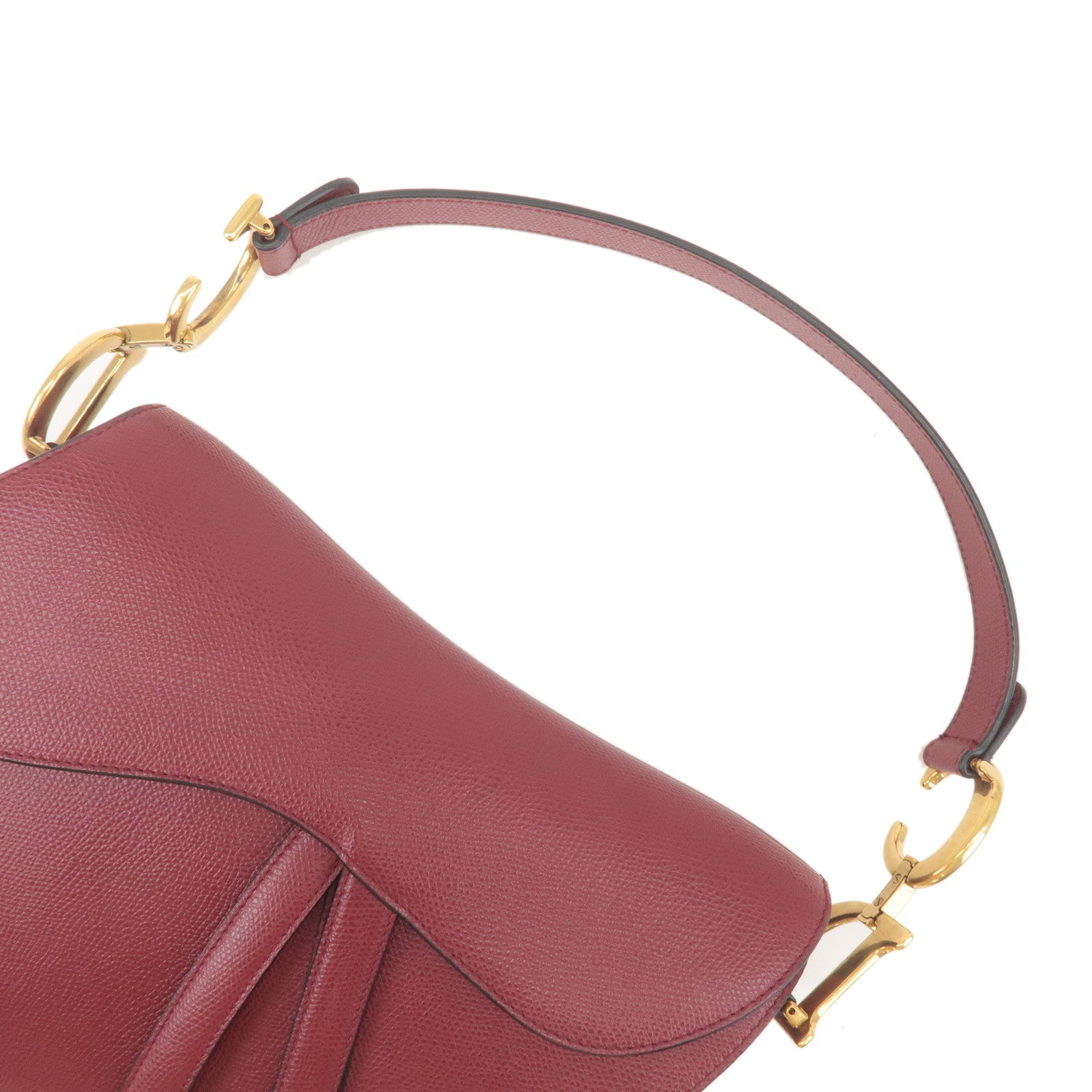 Christian Dior Saddle Bag Leather Shoulder Bag Bordeaux