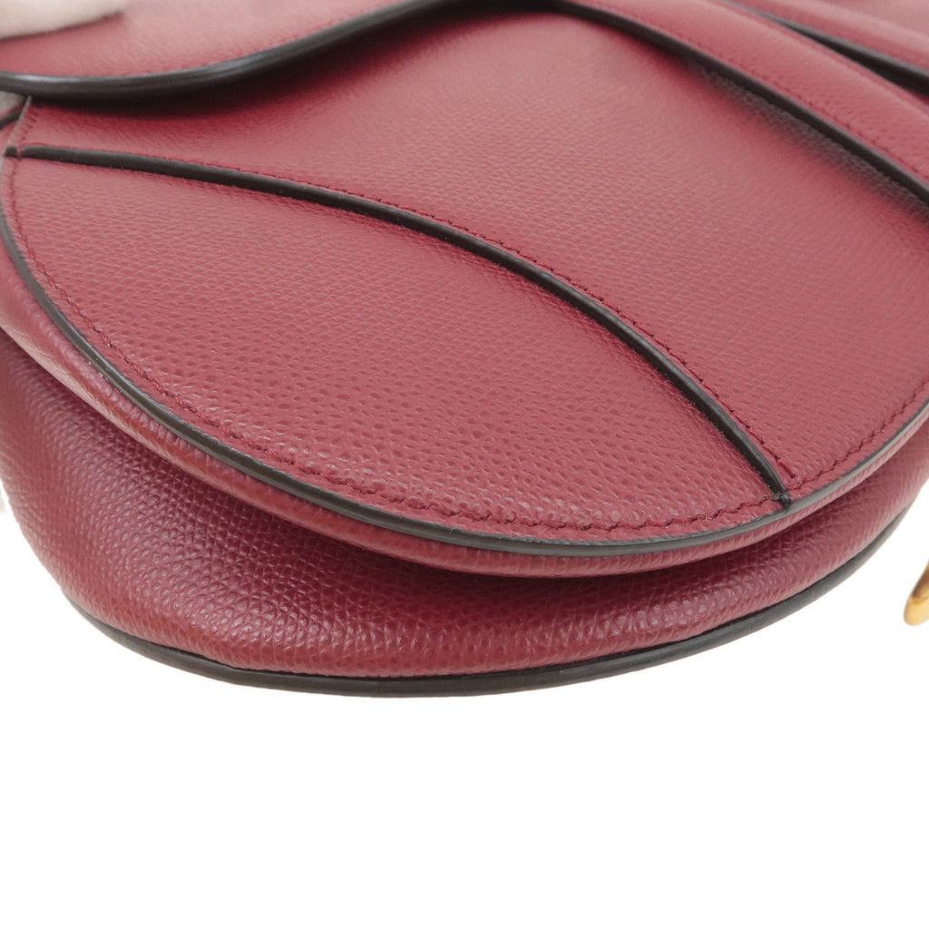 Christian Dior Saddle Bag Leather Shoulder Bag Bordeaux