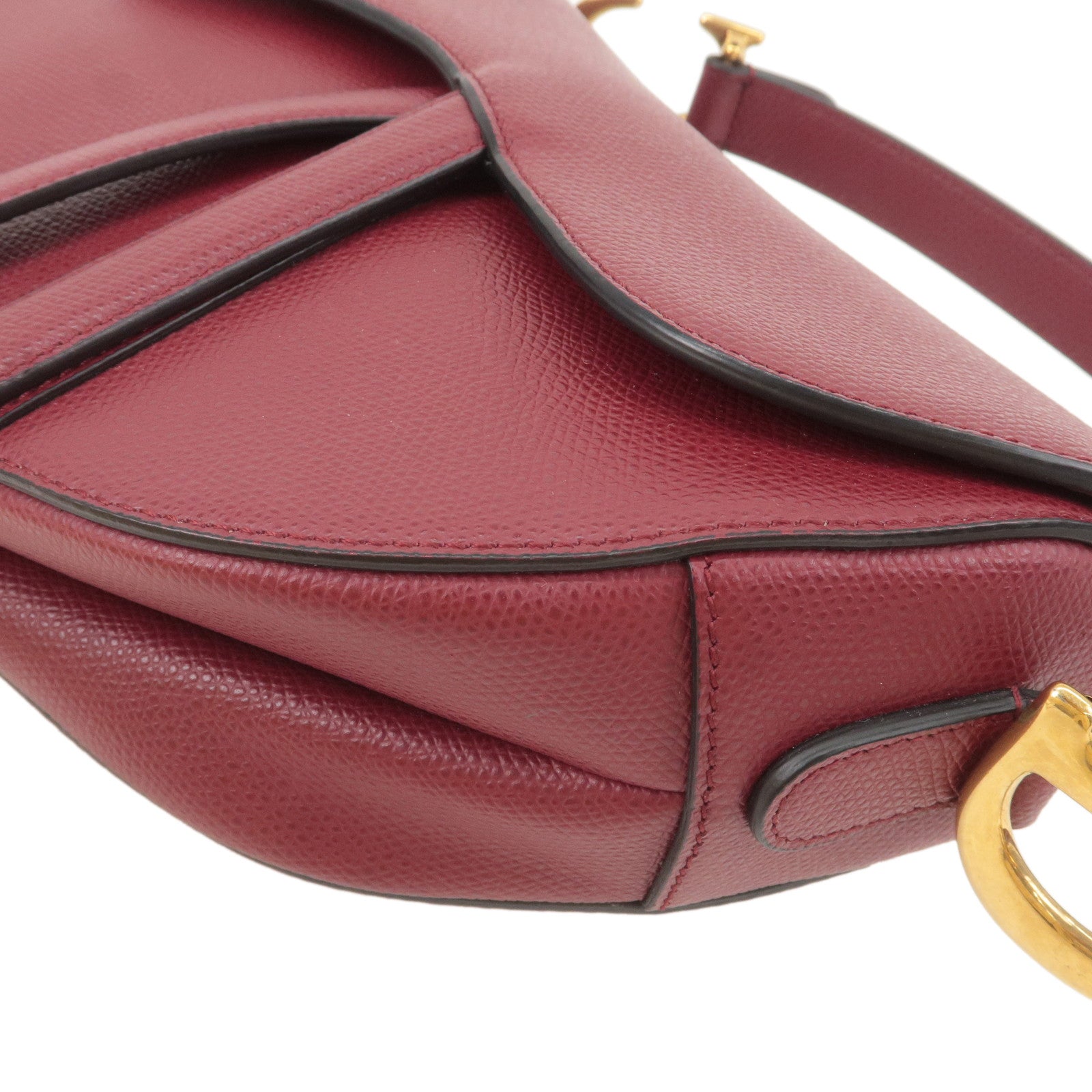 Christian Dior Saddle Bag Leather Shoulder Bag Bordeaux