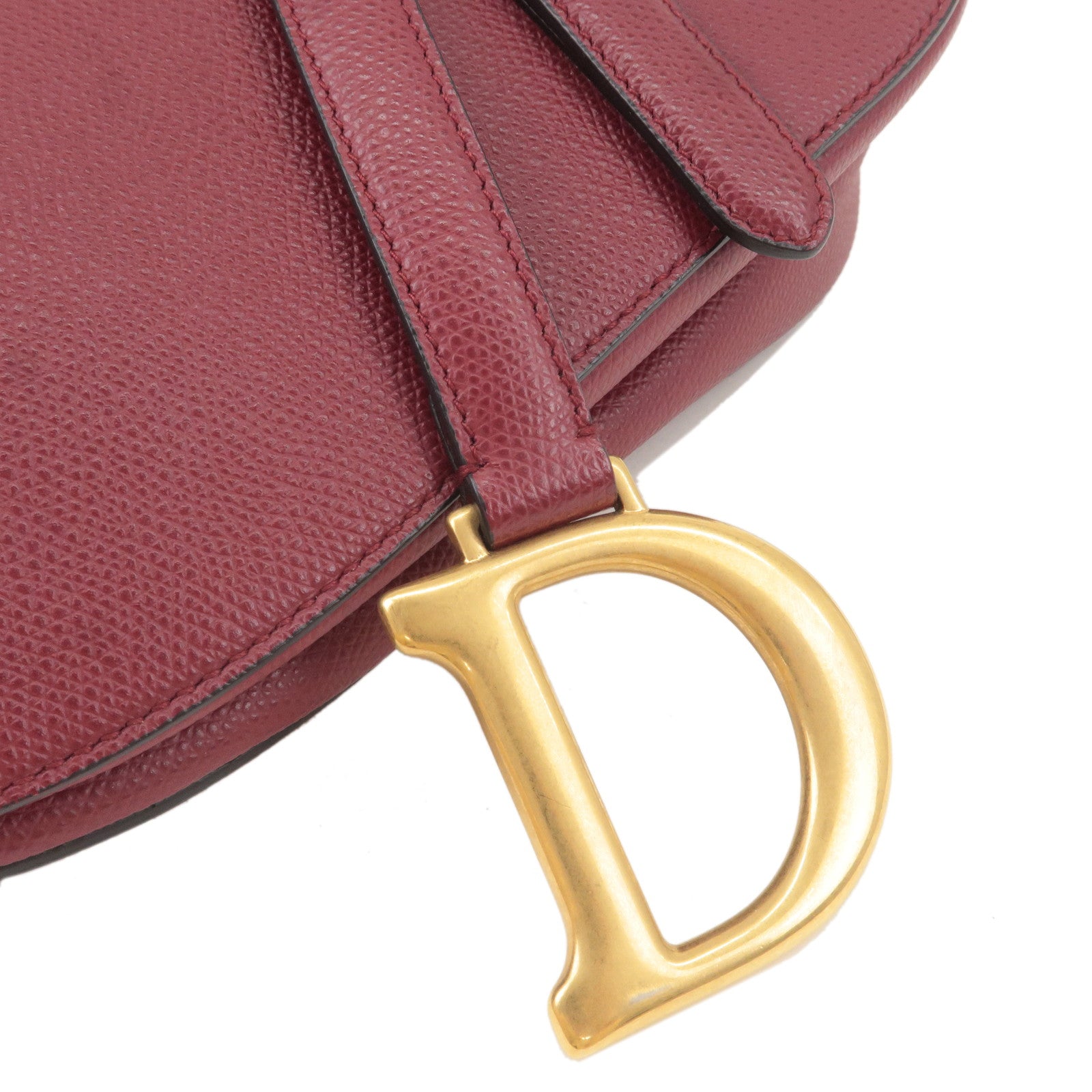 Christian Dior Saddle Bag Leather Shoulder Bag Bordeaux