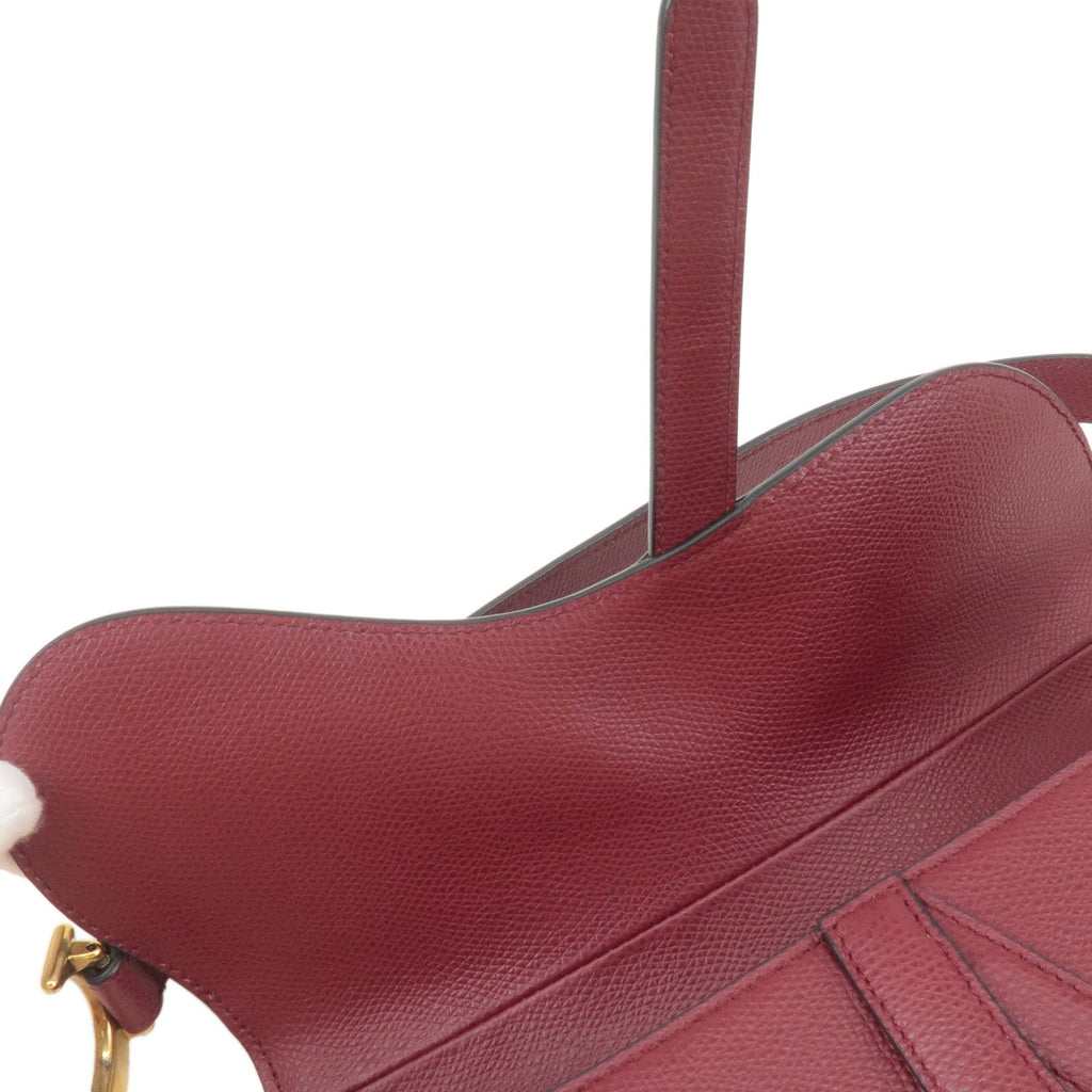 Christian Dior Saddle Bag Leather Shoulder Bag Bordeaux