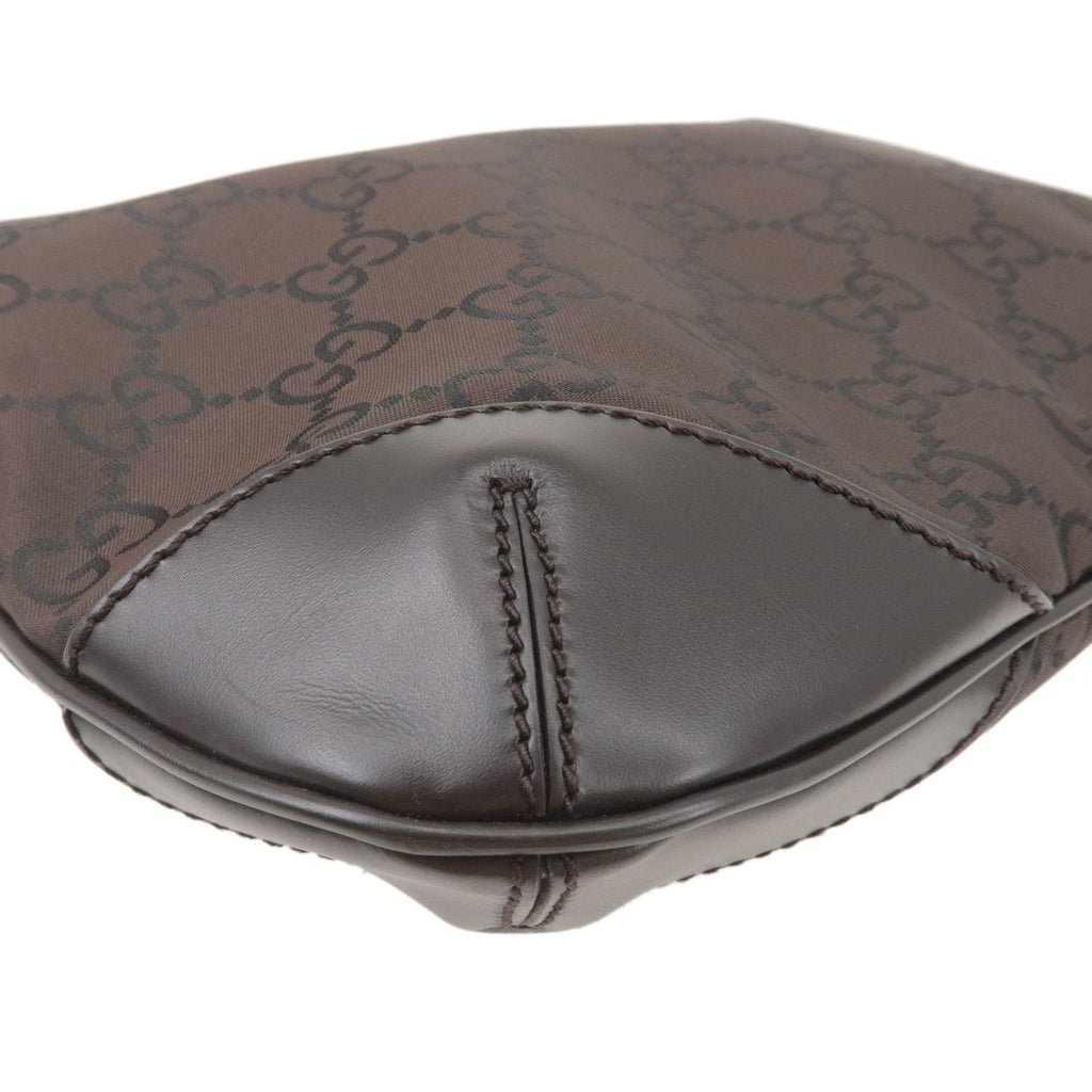 GUCCI GG Nylon Leather Shoulder Bag Brown Black 257296