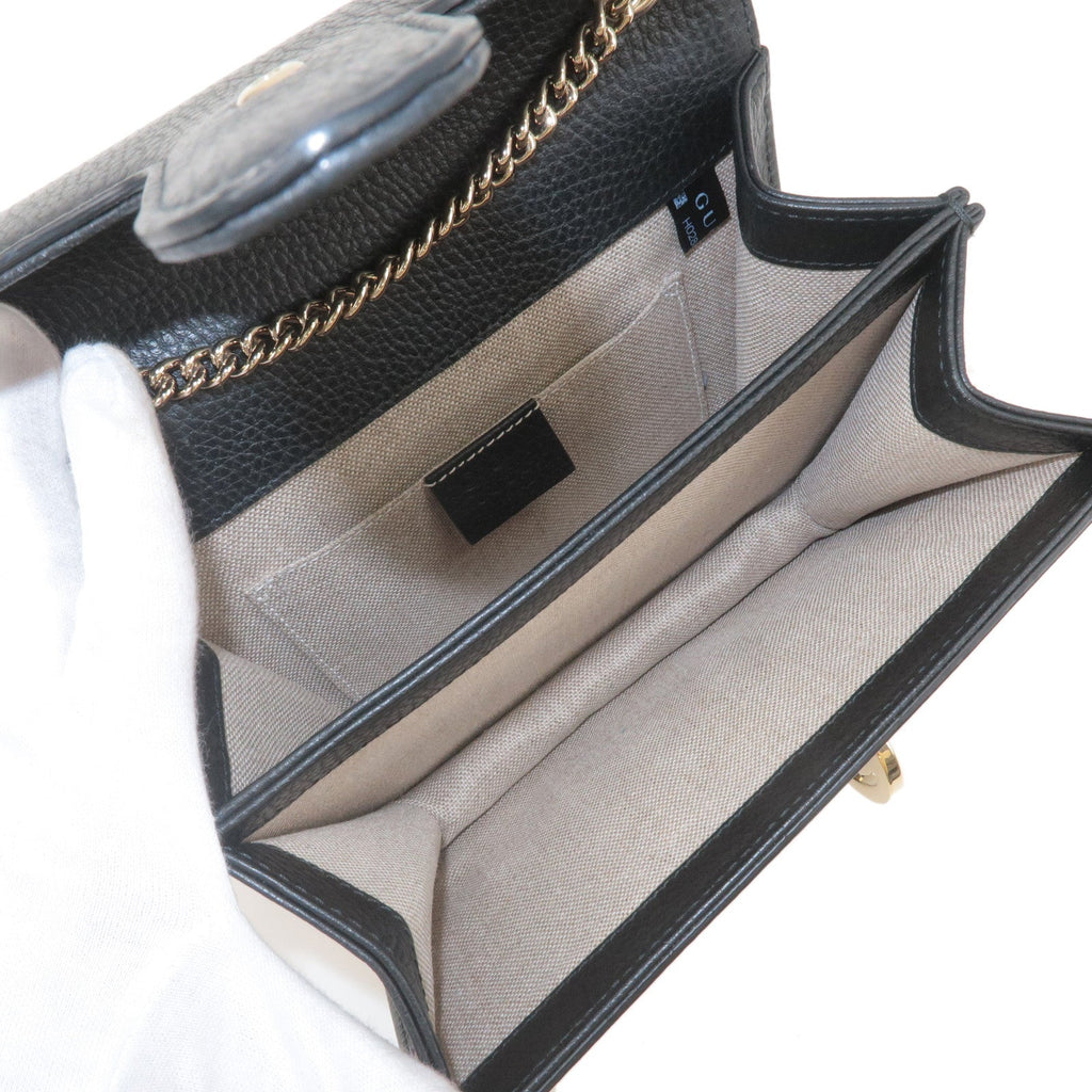 GUCCI Interlocking G Leather Chain Shoulder Bag Black 510304