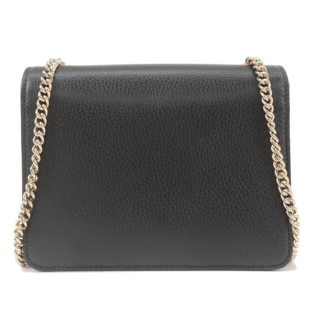GUCCI Interlocking G Leather Chain Shoulder Bag Black 510304