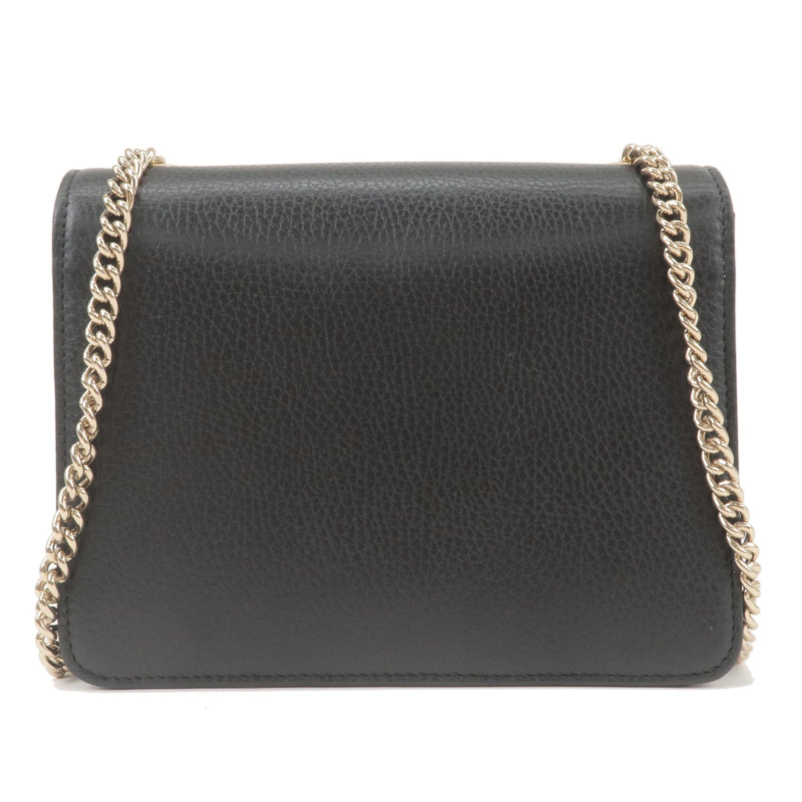 GUCCI Interlocking G Leather Chain Shoulder Bag Black 510304