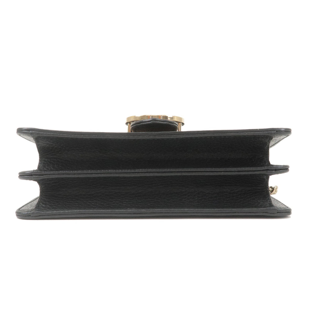 GUCCI Interlocking G Leather Chain Shoulder Bag Black 510304