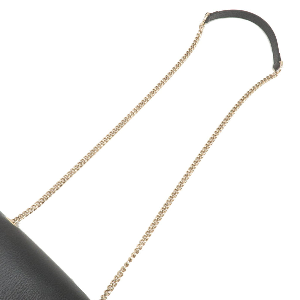 GUCCI Interlocking G Leather Chain Shoulder Bag Black 510304