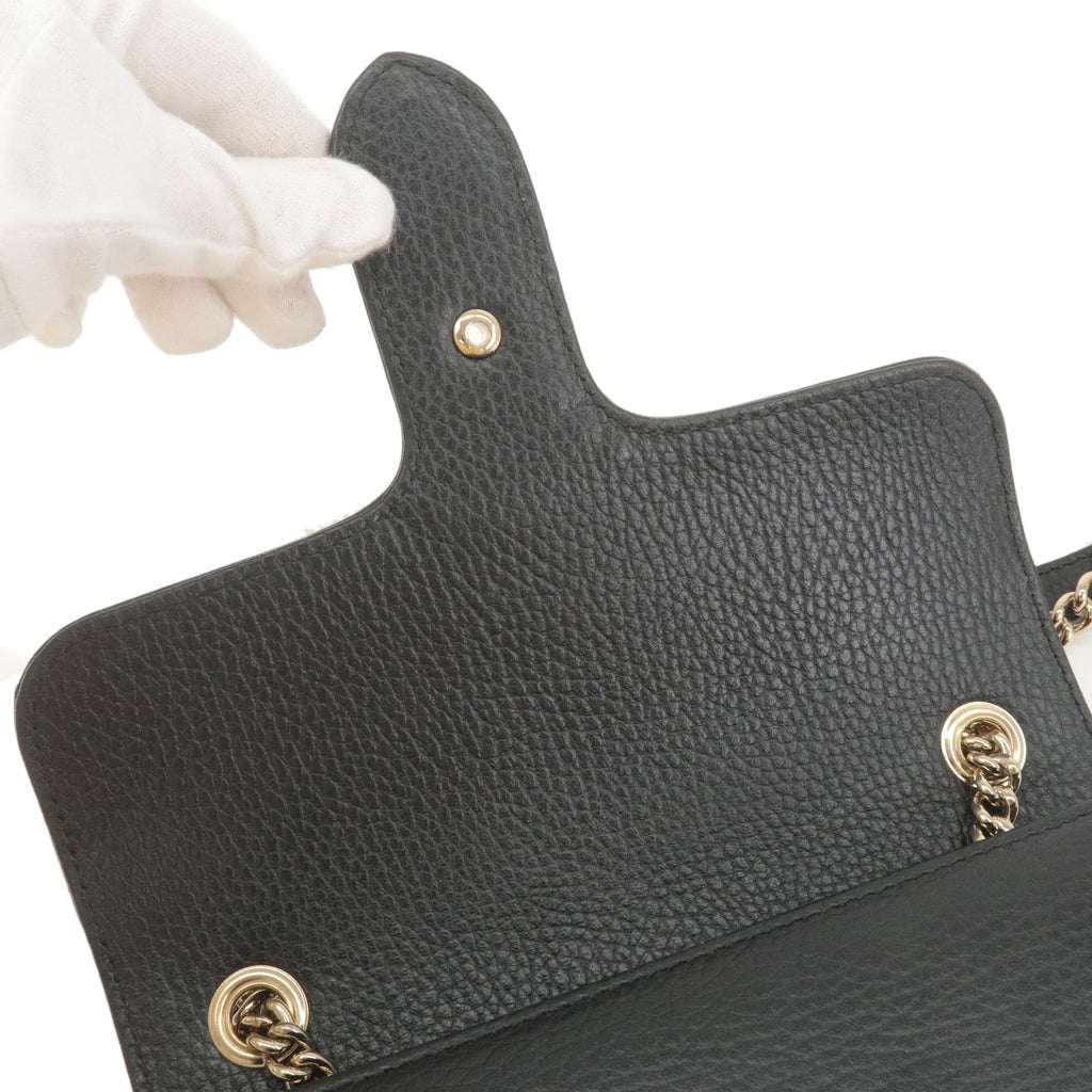 GUCCI Interlocking G Leather Chain Shoulder Bag Black 510304