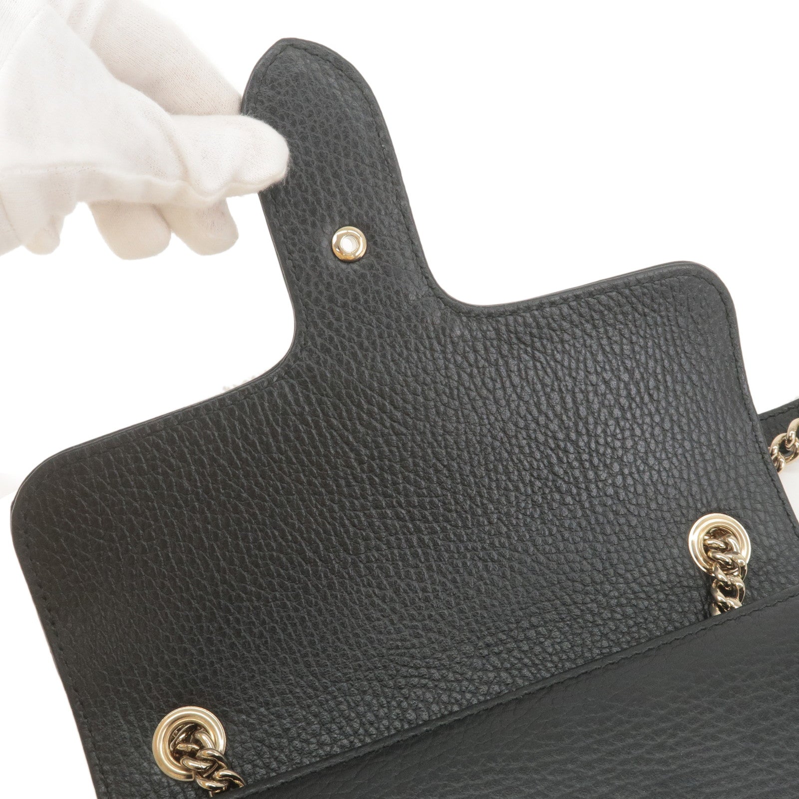 GUCCI Interlocking G Leather Chain Shoulder Bag Black 510304
