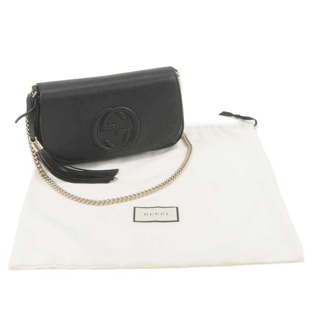 GUCCI SOHO Leather Chain Shoulder Bag Crossbody Bag Black 536224