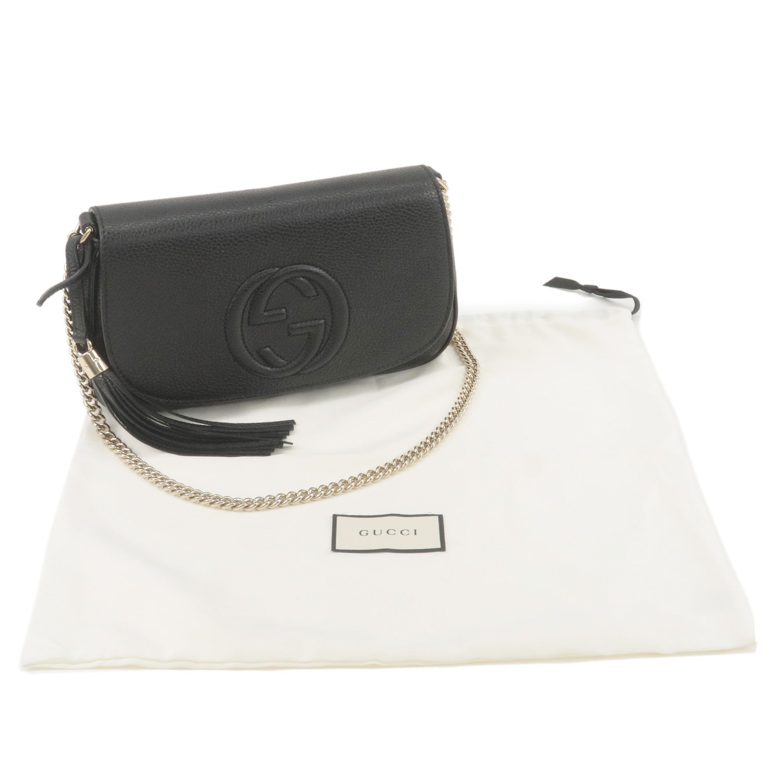 GUCCI SOHO Leather Chain Shoulder Bag Crossbody Bag Black 536224
