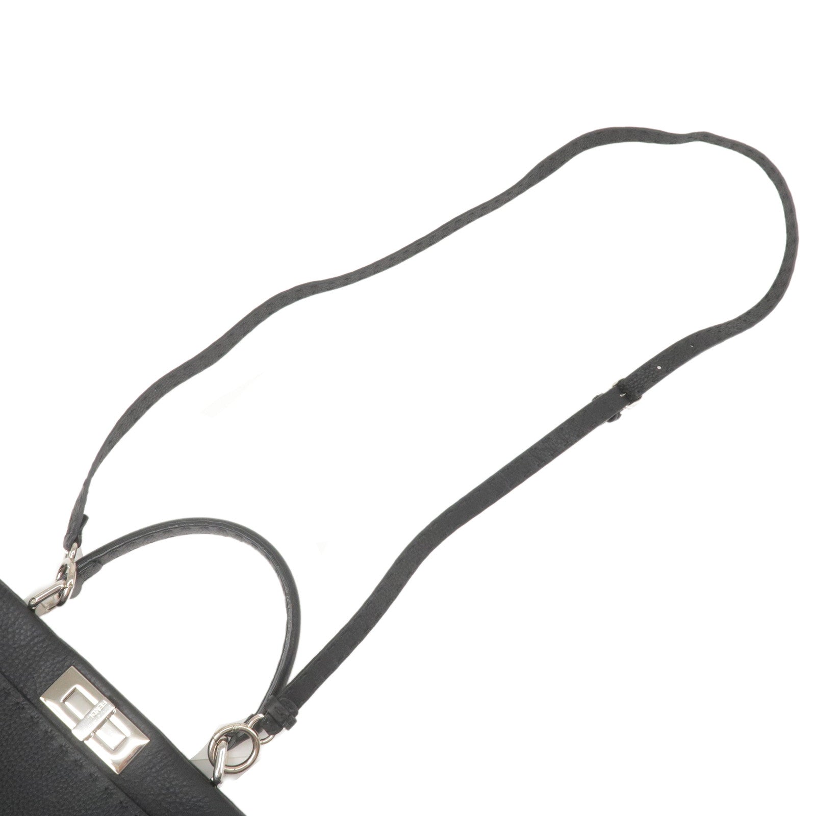 FENDI Selleria Peekaboo Regular Leather 2WAY Bag Black 8BN226