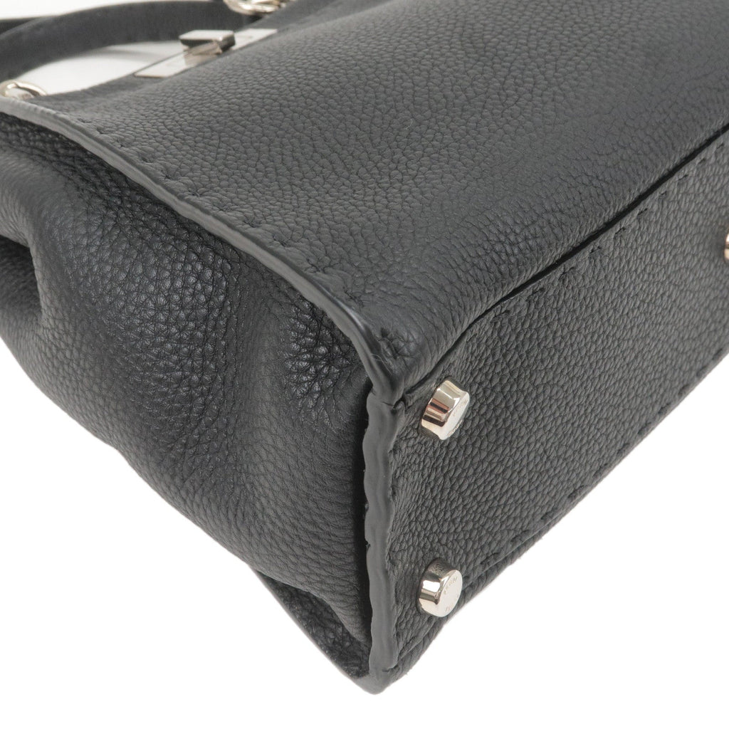 FENDI Selleria Peekaboo Regular Leather 2WAY Bag Black 8BN226