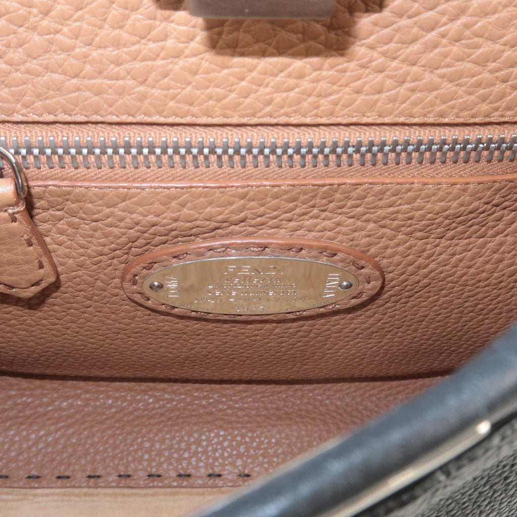 FENDI Selleria Peekaboo Regular Leather 2WAY Bag Black 8BN226