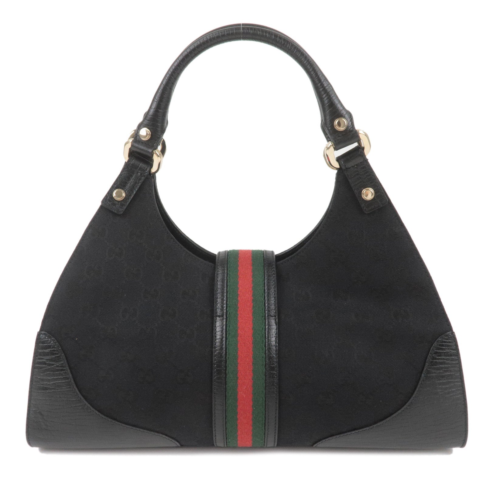 GUCCI Sherry GG Canvas Leather Shoulder Bag Black 130995