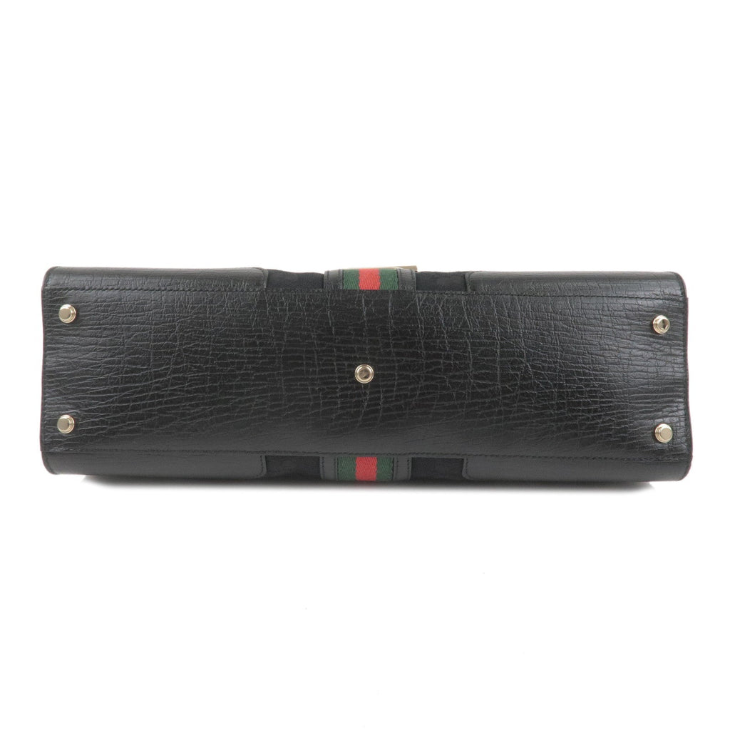 GUCCI Sherry GG Canvas Leather Shoulder Bag Black 130995