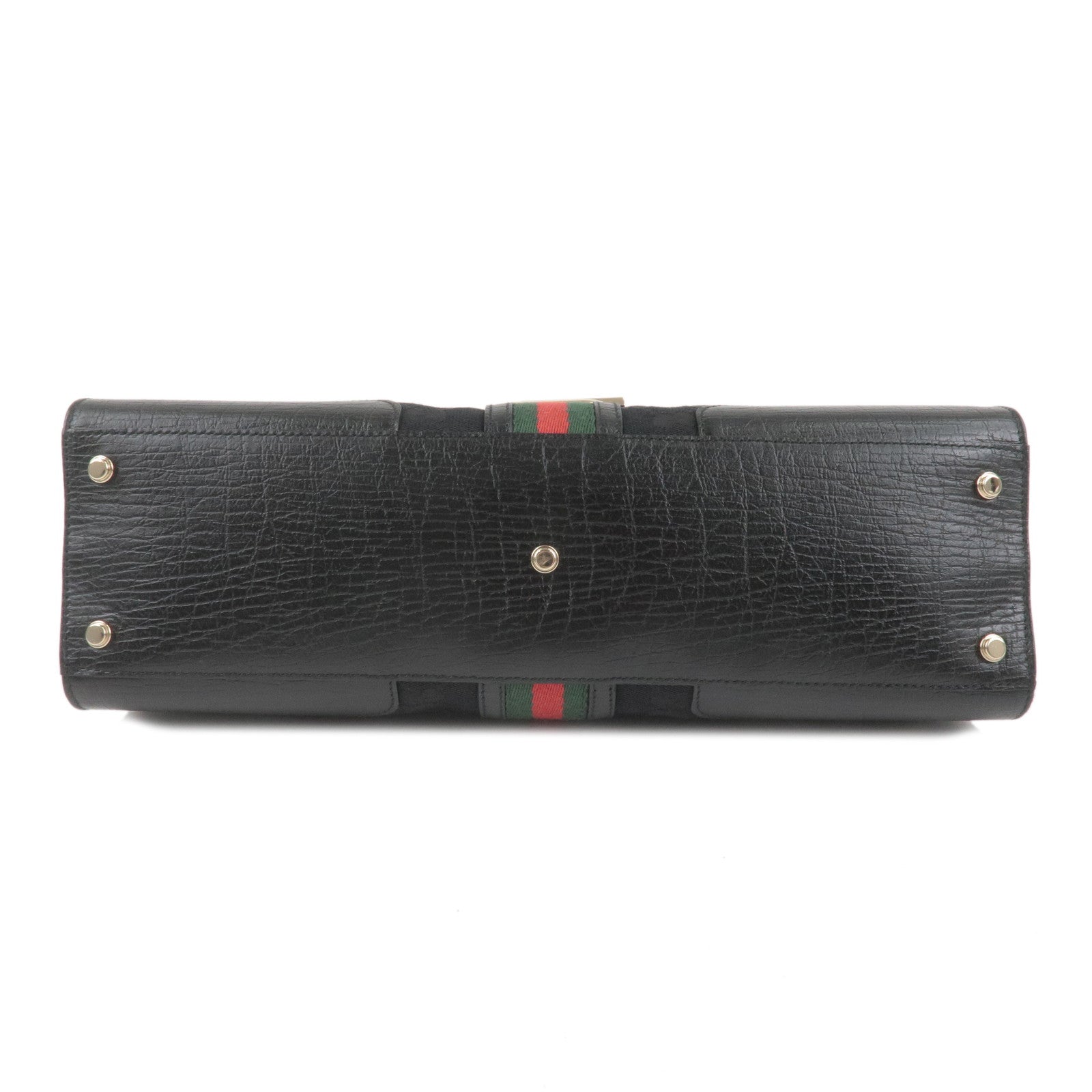 GUCCI Sherry GG Canvas Leather Shoulder Bag Black 130995