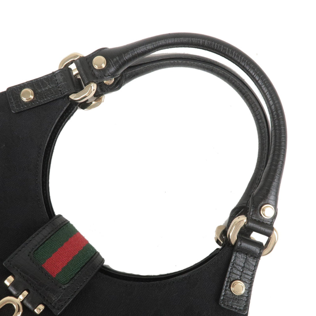GUCCI Sherry GG Canvas Leather Shoulder Bag Black 130995